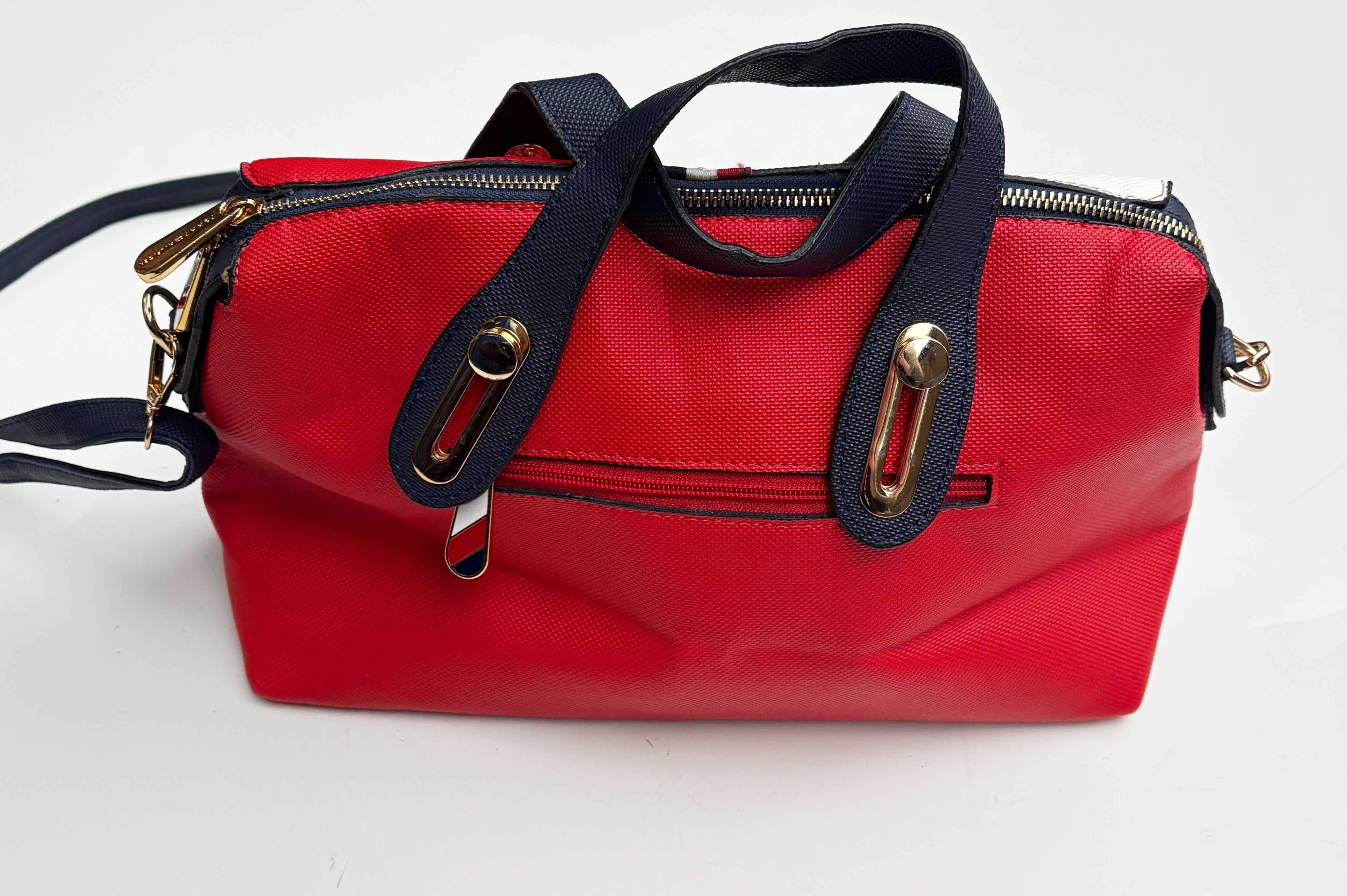 Torebka Shoperka Czerwona Tommy Hilfiger TH Biała Torba
