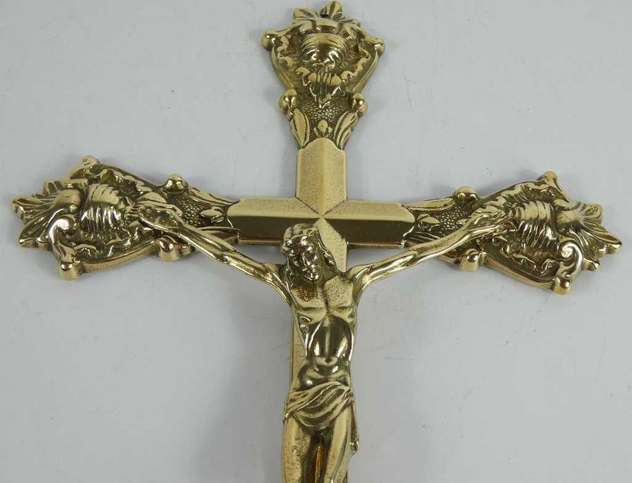 Krzyż krucyfiks do powieszenia mosiądz pasyjka JEZUS 33 cm BAROK