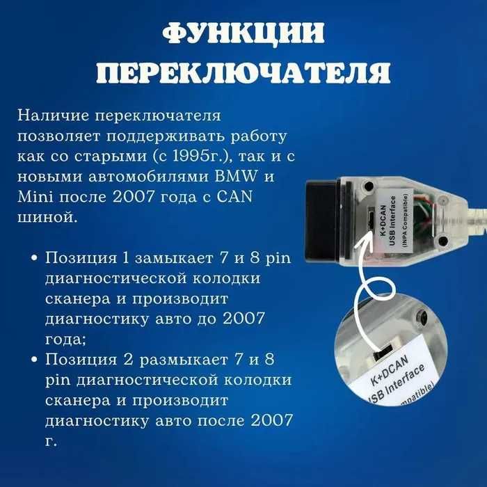 BMW INPA K+DCAN Полная версия ‼️ чип FT232RL инпа с Переключателем БМВ