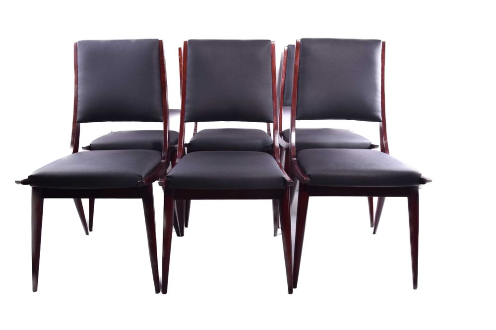 6 krzeseł w linii dynamicznej  Boomerang  włoski modernizm, lata 50/60