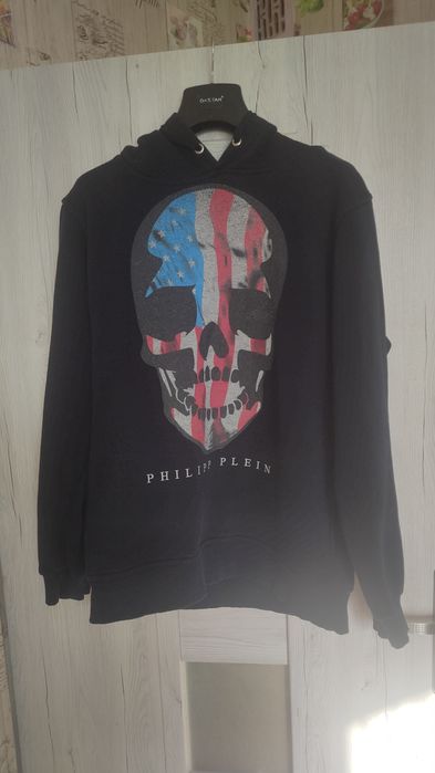 Philipp Plein Granatowa Bluza z Kapturem Modna wygodna bluza unisex XL