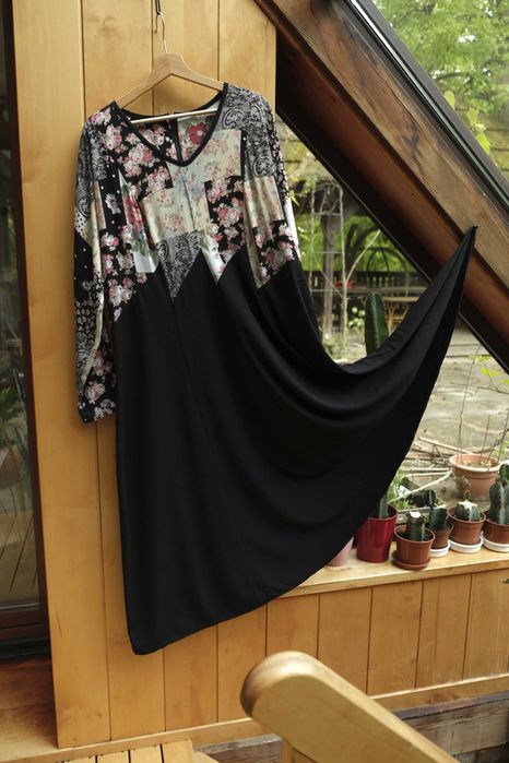 patchworkowa letnia długa sukienka real vintage 80s maxi fairy grunge