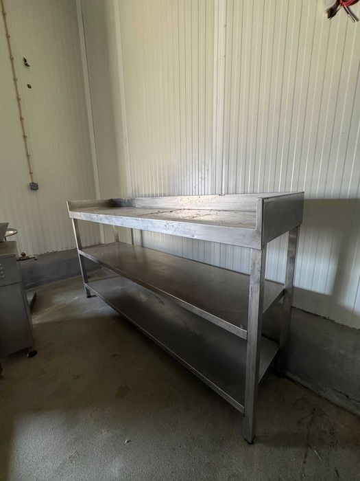 Mesa de Trabalho em inox com prateleira - 50x200x112 cm