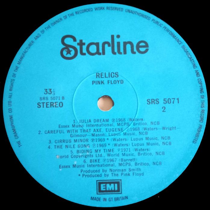 Pink Floyd	- - - - -	Relics	- - - - -	LP