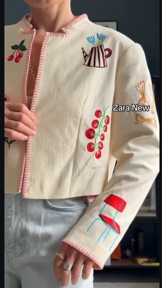 Жакет піджак блейзер zara з вишивкою вишиванка  новий s