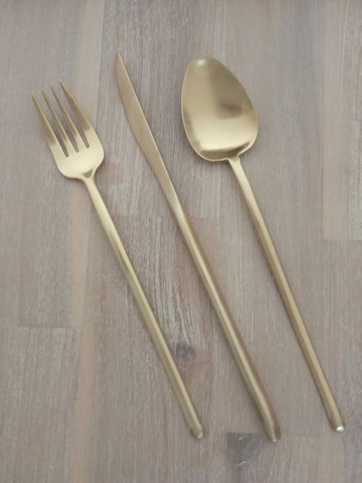 Faqueiro Stick Ouro Mate Herdmar 130 peças