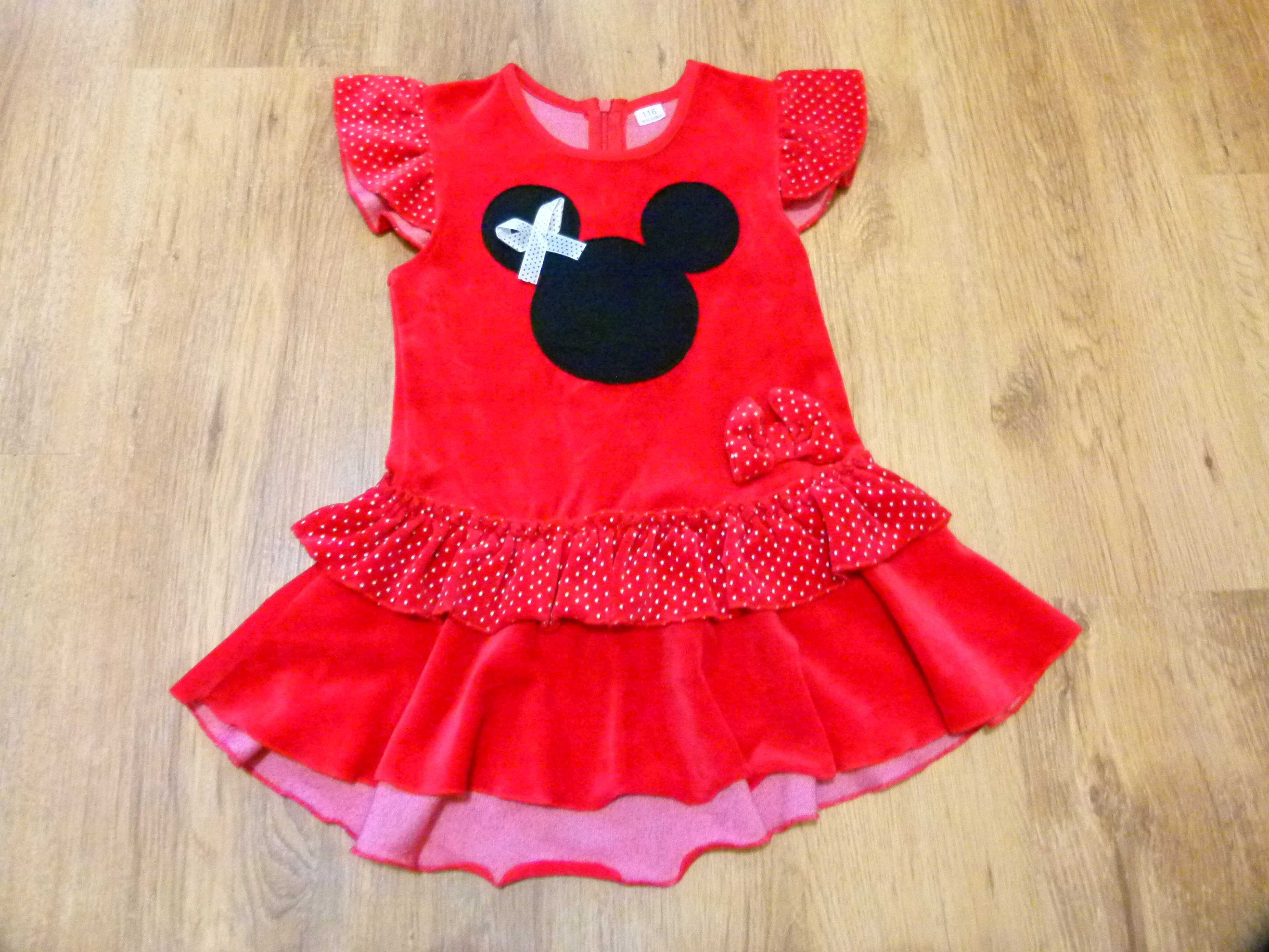 rozm 104 Minnie Mouse sukienka czerwona welurowa