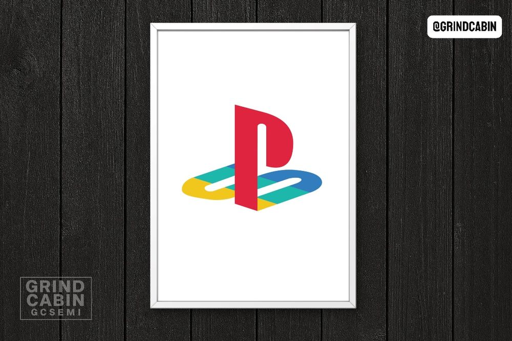 Plakat w ramce retro Play Station LOGO vintage prezent kolekcjonerski