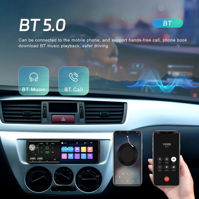 Rádio 1din + Cámara Incluída Bluetooth USB cartão MP5 Mirrorlink NOVO