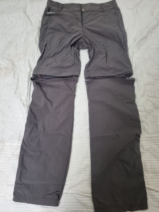 Szare spodnie trekkingowe/górskie,36, Quechua, odpinane nogawki, 2w1.