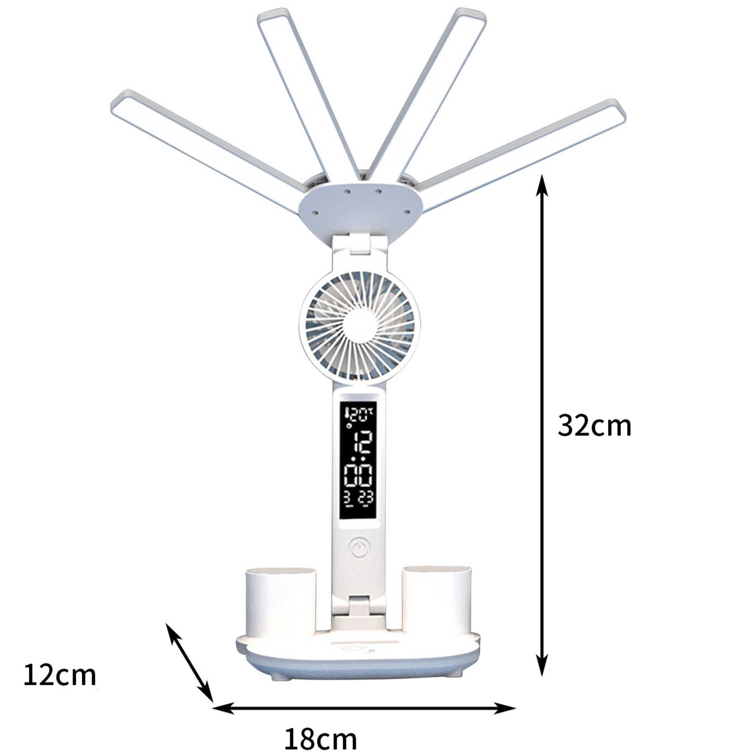 LAMPKA NA BIURKO LED Organizer Termometr ZEGAR Wentylator 3 BARWY