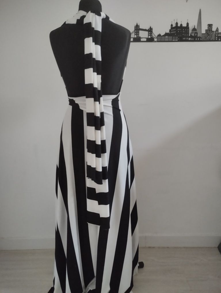 Sukienka Glamour maxi paski gołe plecy 36(S)