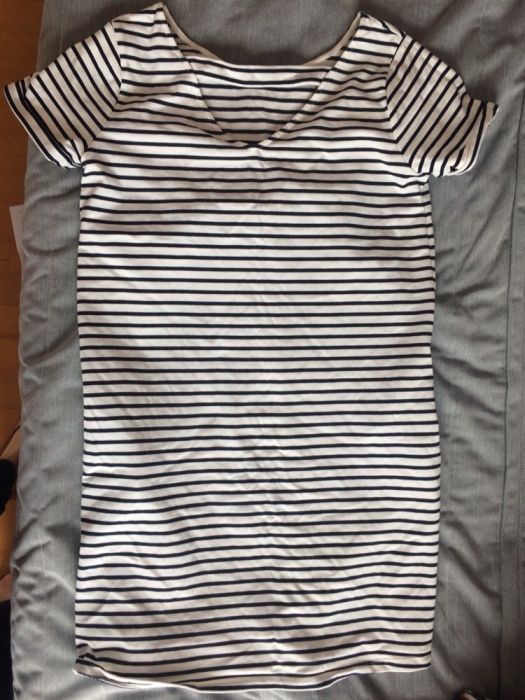 Massimo Dutti marynarski L 40 w paski sukienka z aplikacją na plecach