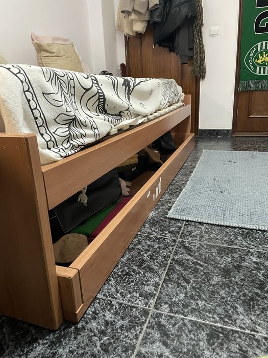 Cama + estrado + colchão + gavetão para cama extra ou para arrumação