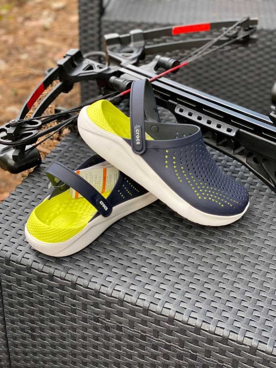 Crocs LiteRide Clog 36-45 Мужские кроксы синие c желтым
