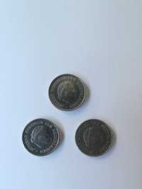 Trzy monety o nominale 25 cent Holandia z 1976 i 1980 roku