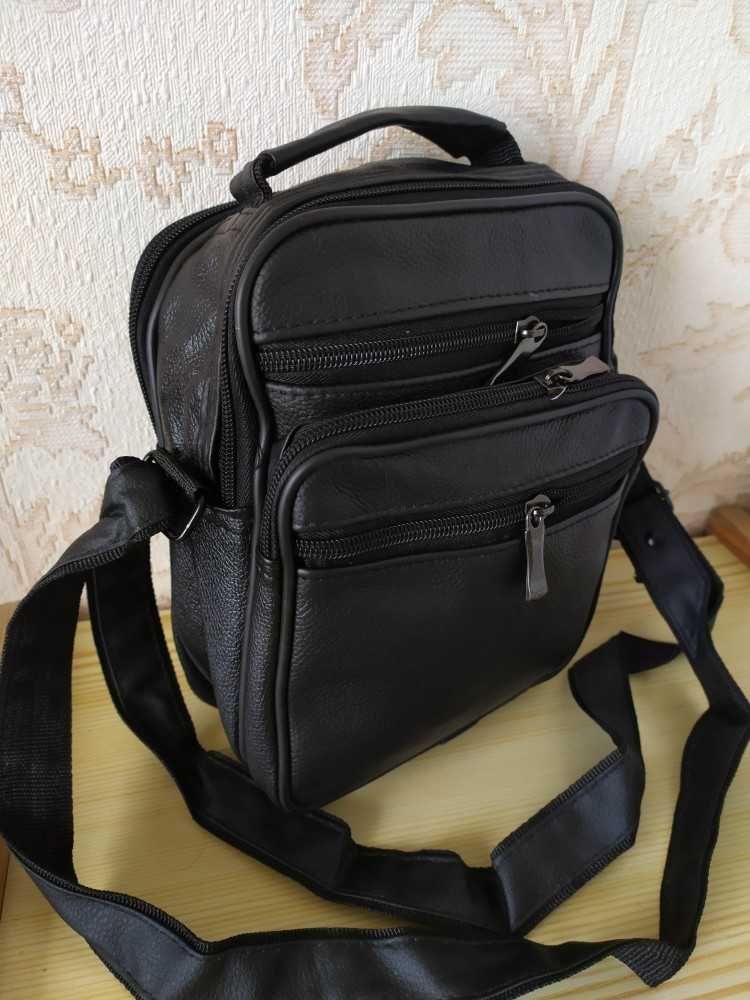 Кожаная мужская сумка барсетка из натуральной кожи портфель 22х17х10