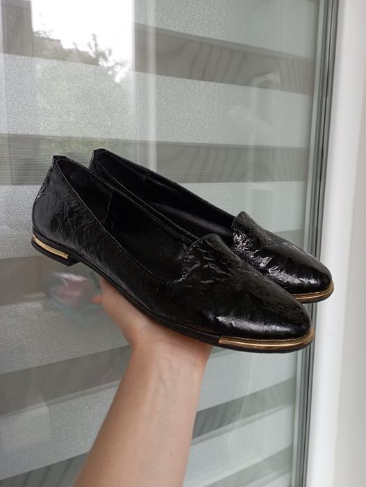 Лофери жіночі лак + натуральна шкіра