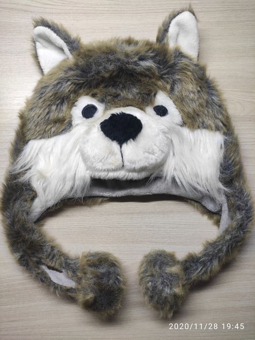 Шапка новогодняя, карнавальная волка,  собаки, панды