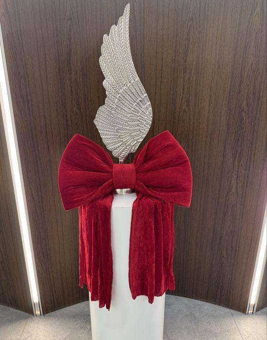 Красний святковий бант новорічний бархат на ялинку ёлку різдво декор