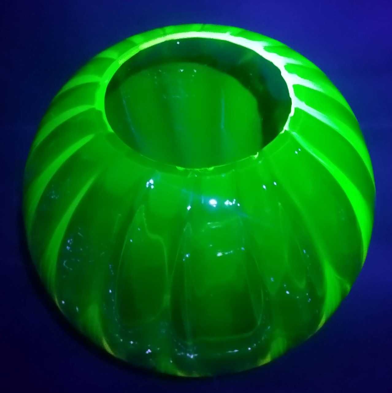Szkło uranowe POMARAŃCZOWE wazon DUŻA kula Art Deco kolorowe