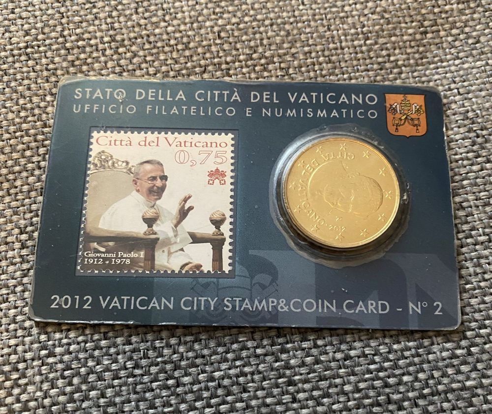 монета Ватикан 50 евроцентов с маркой