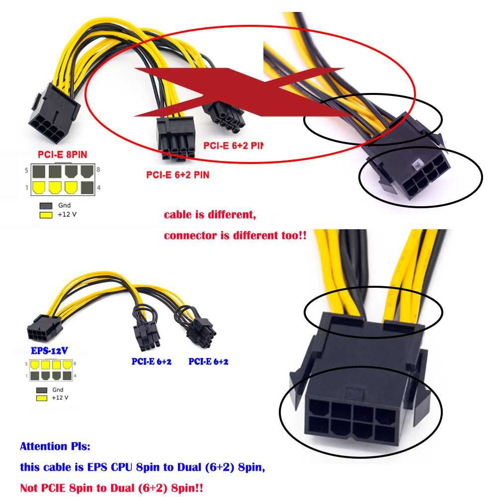 CPU 8 pin para duplo  PCIE 8 pin (6+2) NOVO