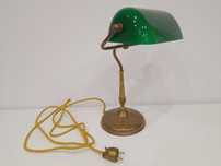 Stara lampa gabinetowa bankierska bankierka mosiądz zielona vintage