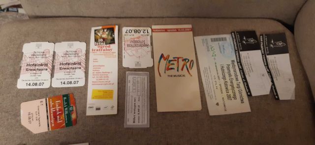 stare bilety z teatru i innych imprez zestaw, w tym z musicalu metro