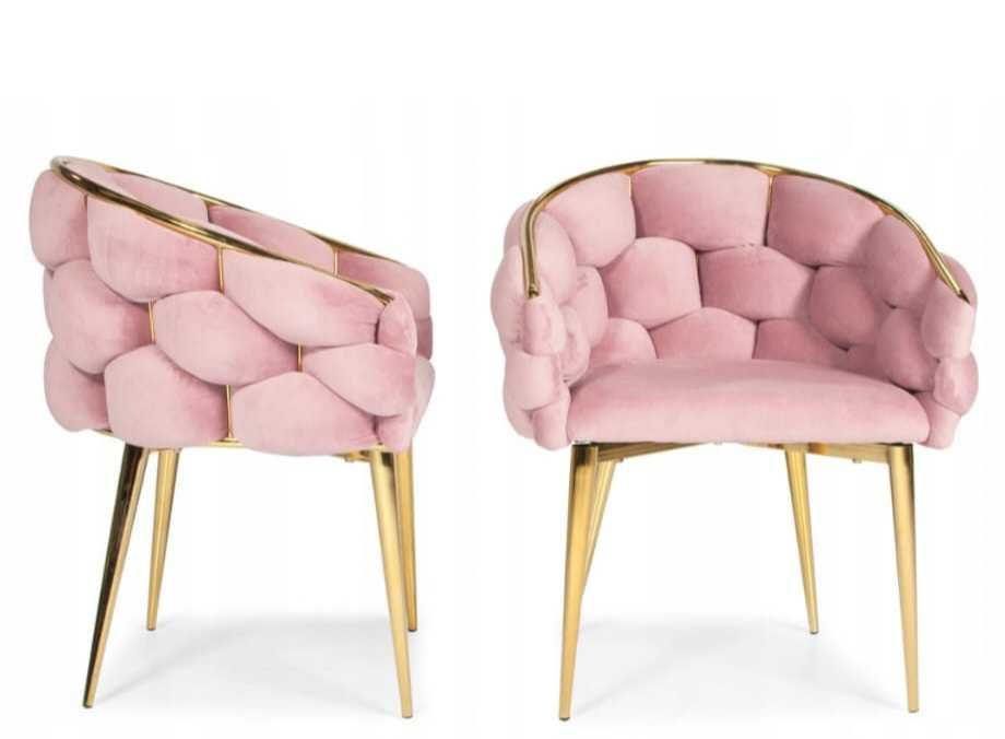 Krzesło obite welurem pudrowy róż