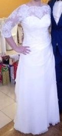 Suknia ślubna 42 + bolerko z gipiury