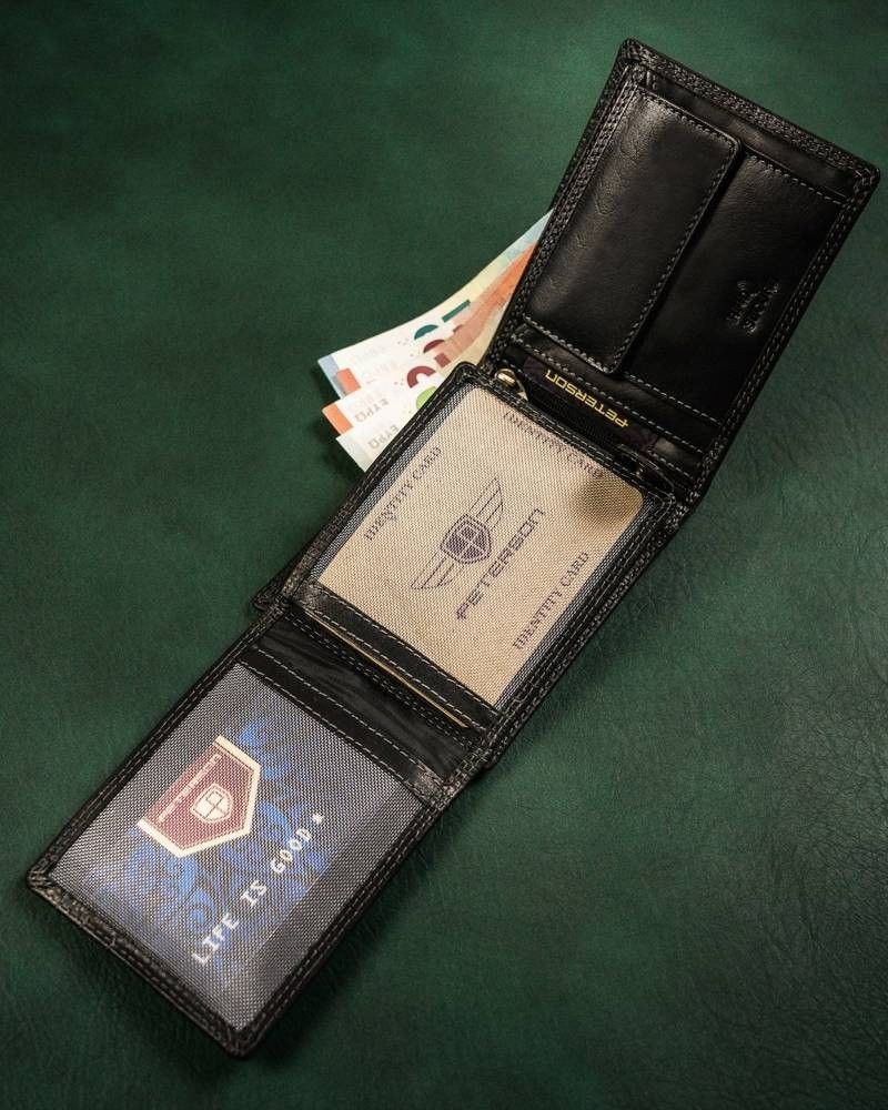klasyczny, skórzany portfel męski z systemem rfid - peterson