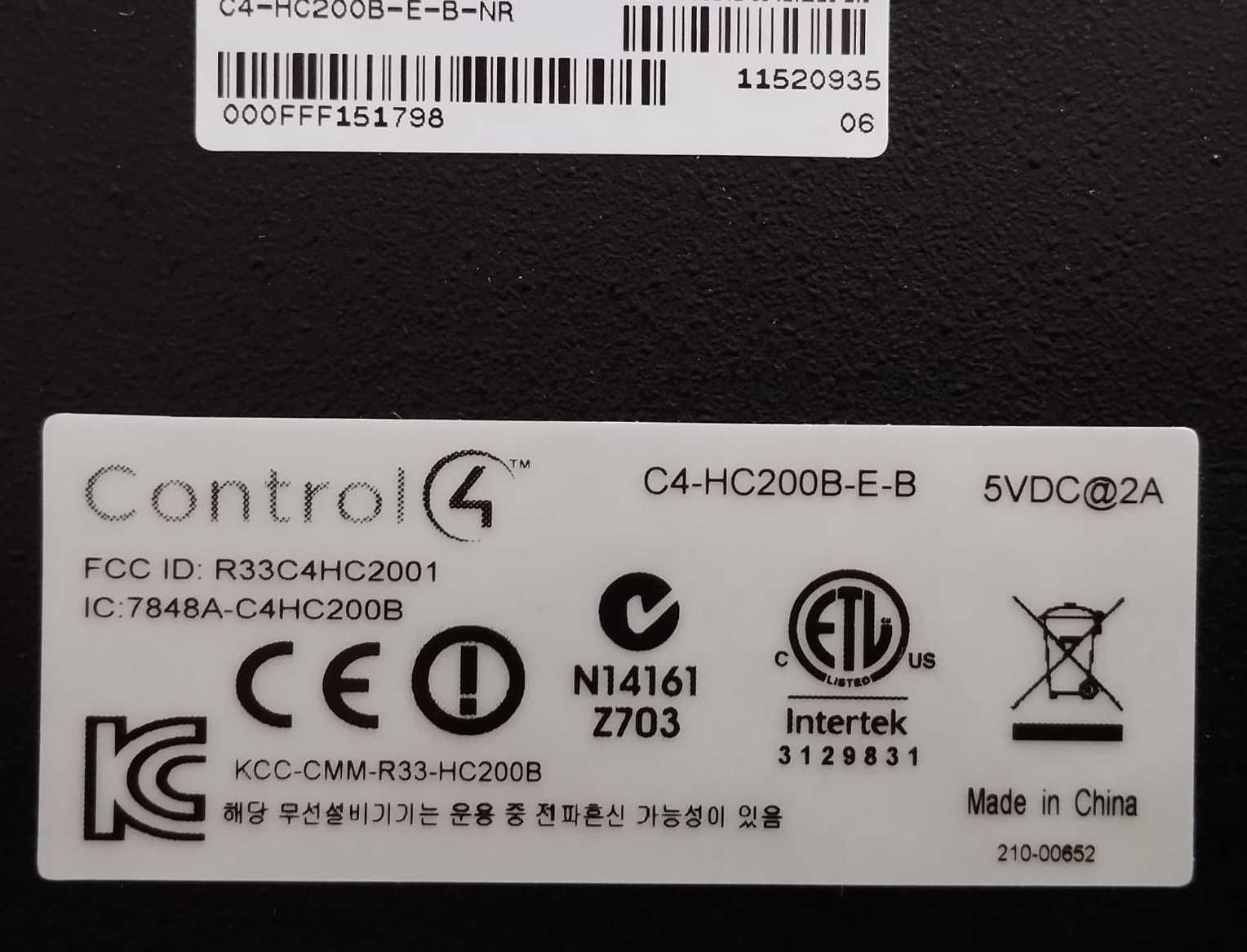 Control4 Home Controller C4-HC200B-E-B