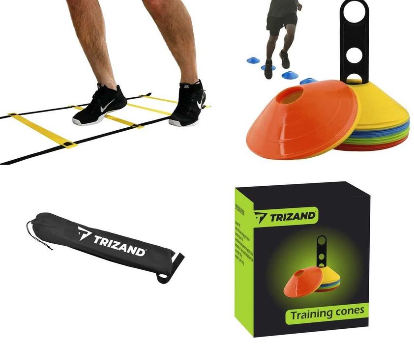 Zestaw: Pachołki grzybki treningowe 50 szt. + Drabinka Treningowa 6m