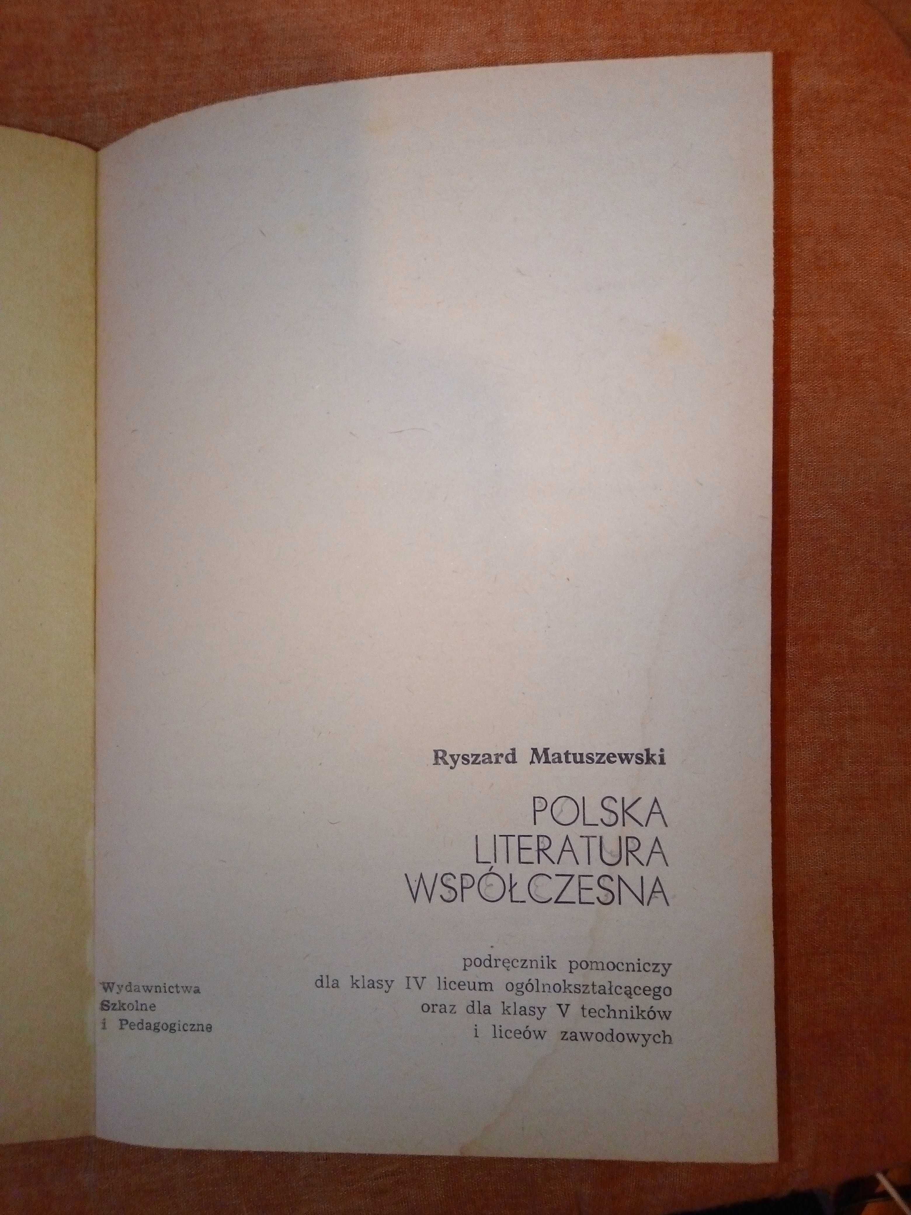 Polska literatura współczesna -Ryszard Matuszewski (1982) WSiP