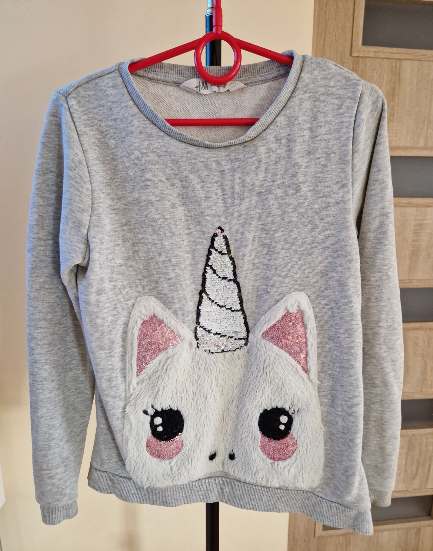 Bluza szara z jednorożcem H&M roz. 122/128