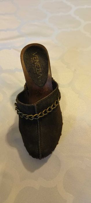 Drewniaki / klapki VANEZIA – skóra naturalna,  rozmiar 36, nowe