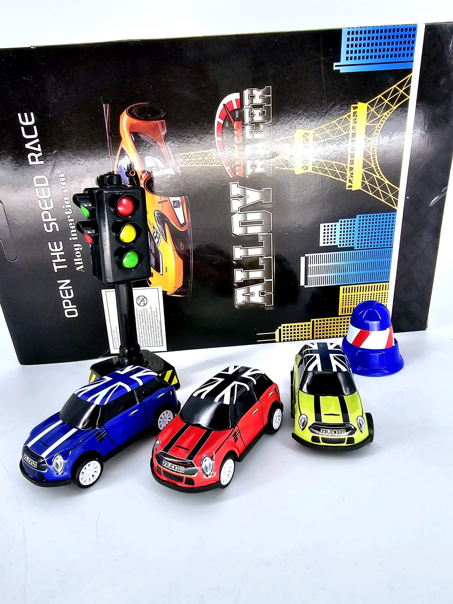 Nowy zestaw autek z sygnalizatorem samochodziki - zabawki