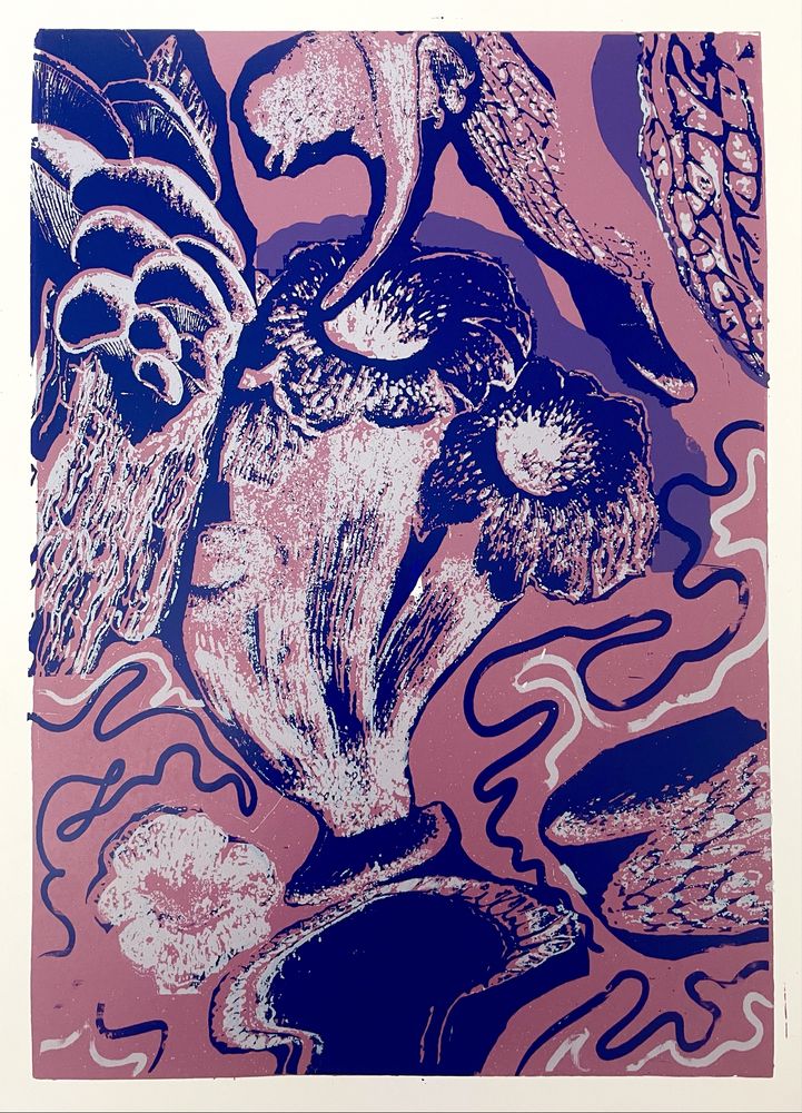 Sitodruk , serigrafia grzyby grafika