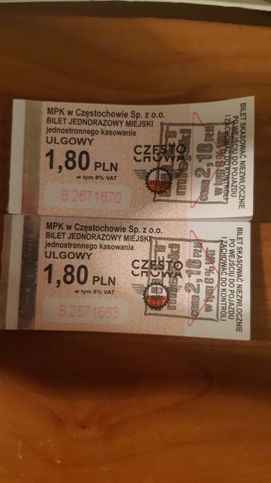 bilety mpk 38szt Częstochowa