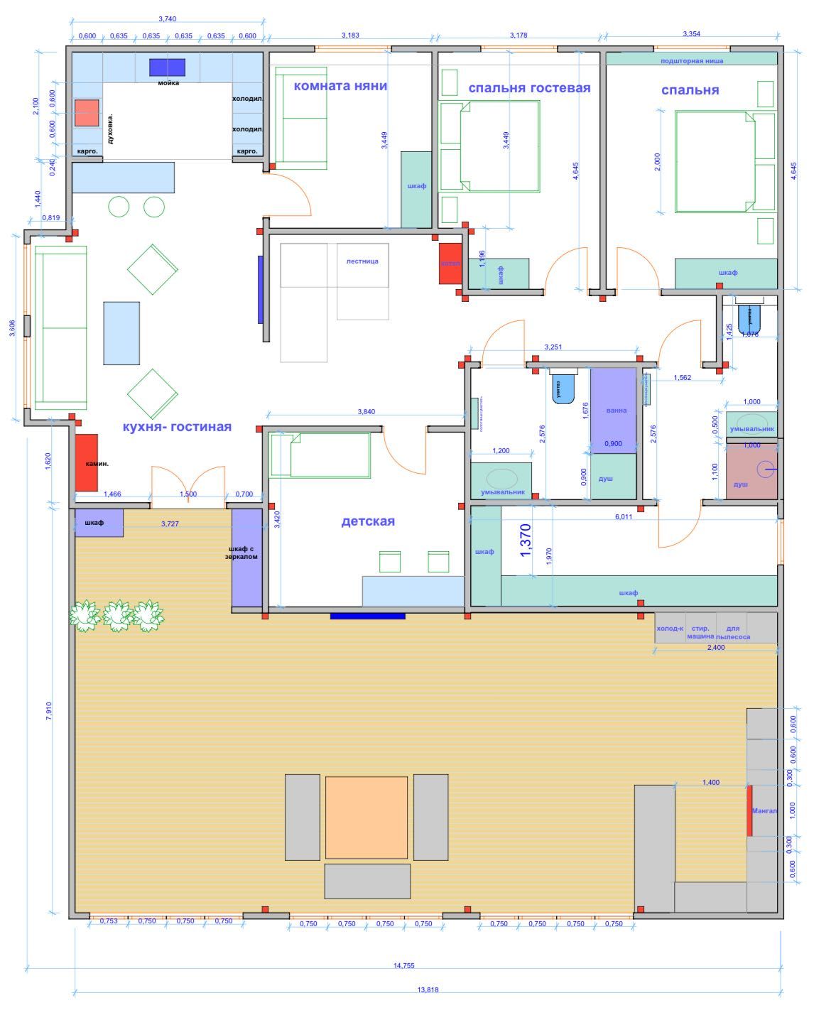 Дом из клеёного бруса в стиле LOFT в Романкове