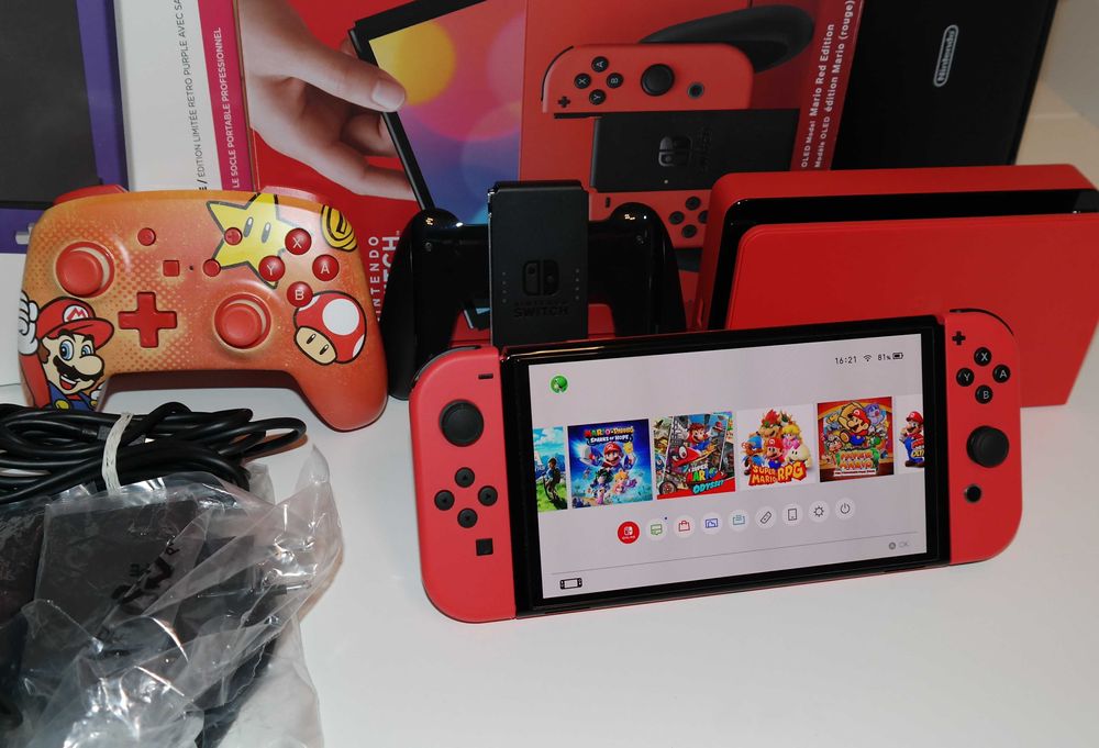 Nintendo Switch Oled Mario, 256 GB przeróbka Kamikaze CFW + Dodatki