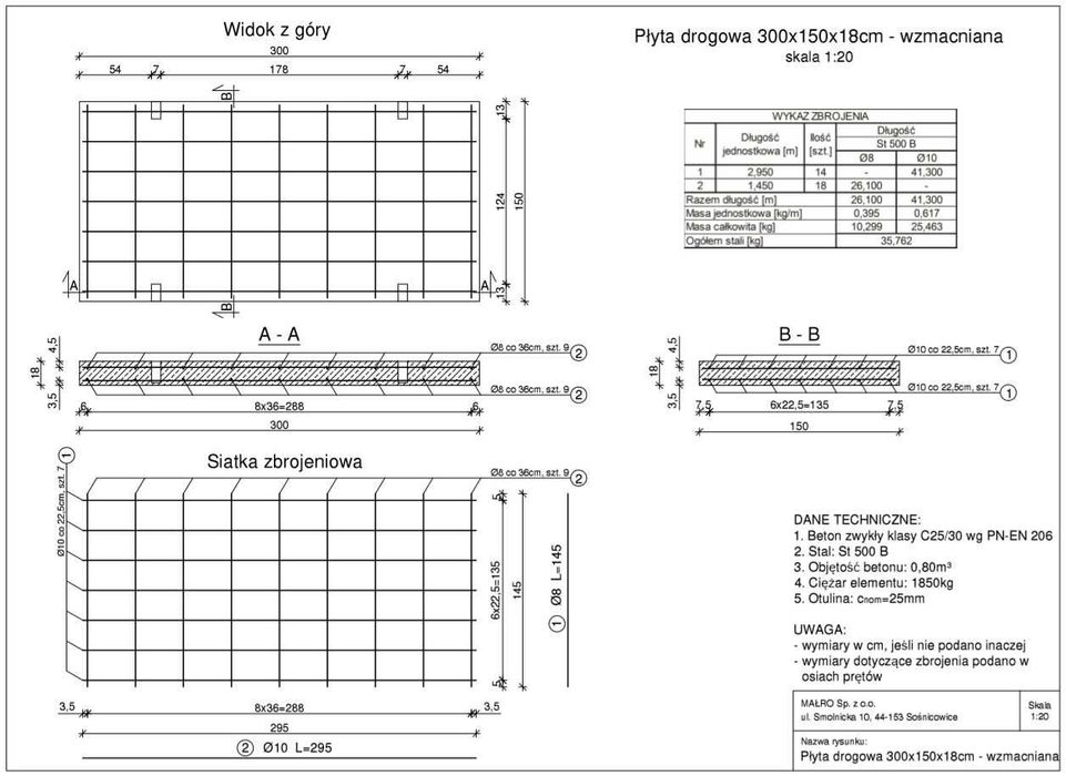 Płyta drogowa, płyty drogowe 300X150x18cm płyty prefabrykaty drogowe