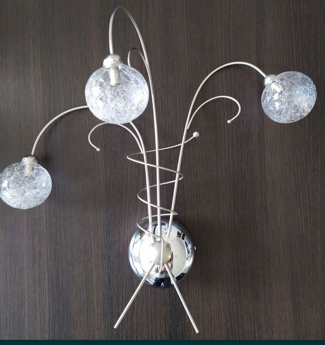HIT!!! WYPRZEDAŻ Kinkiet srebrny + szklane kule + żarówki LED