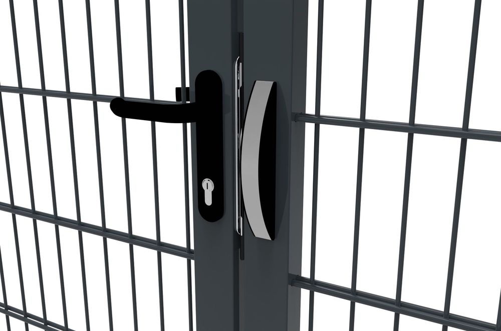 Brama skrzydłowa 2D panel ocynk malowana proszkowo słupy LOCINOX