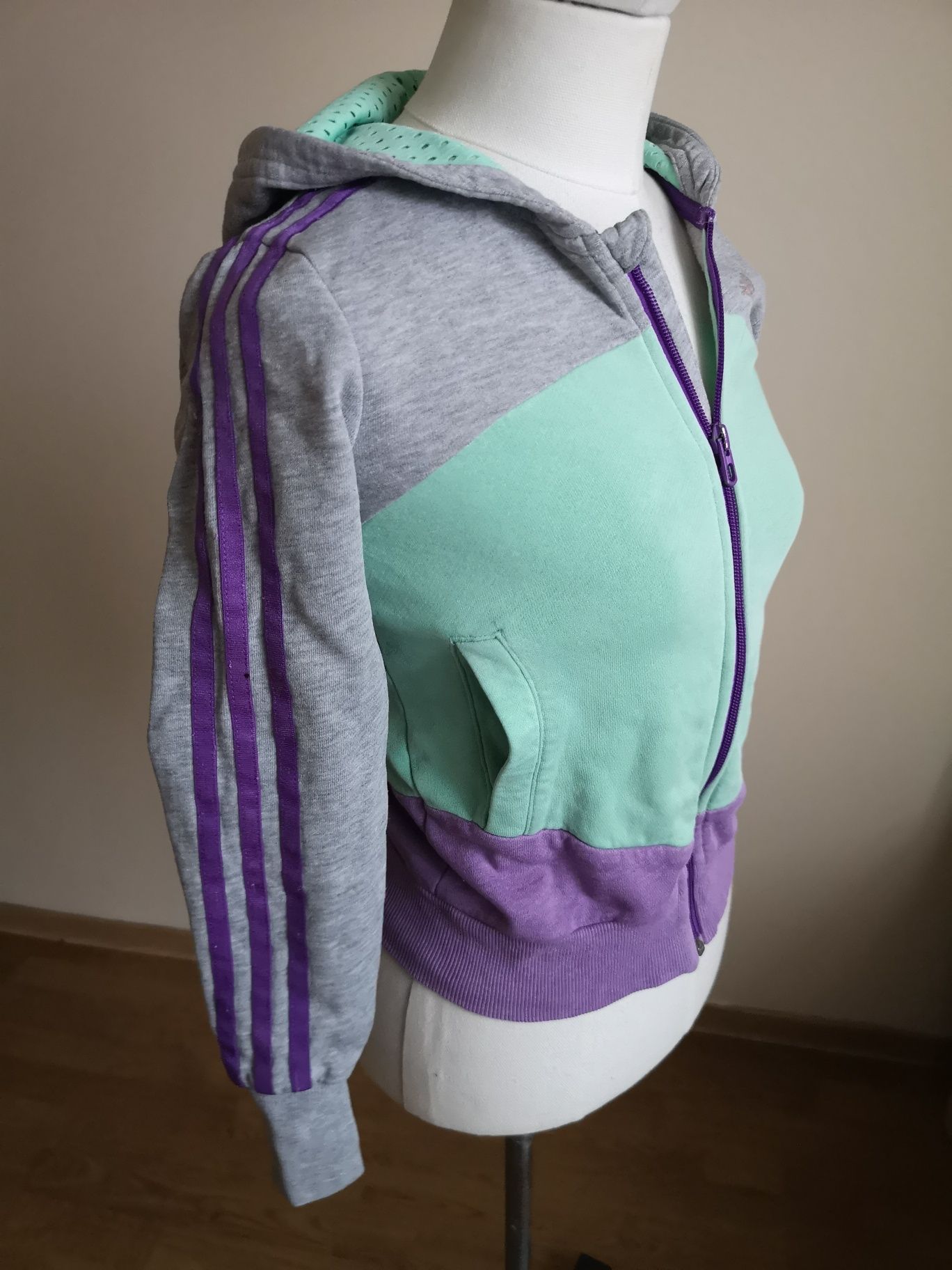 Adidas bluza sportowa szara fiolet h 134 140 sweter zapinana nike