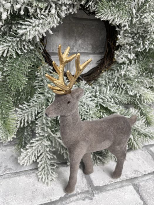 Renifer welurowy – mały, ozdoba swiąteczna do stroików