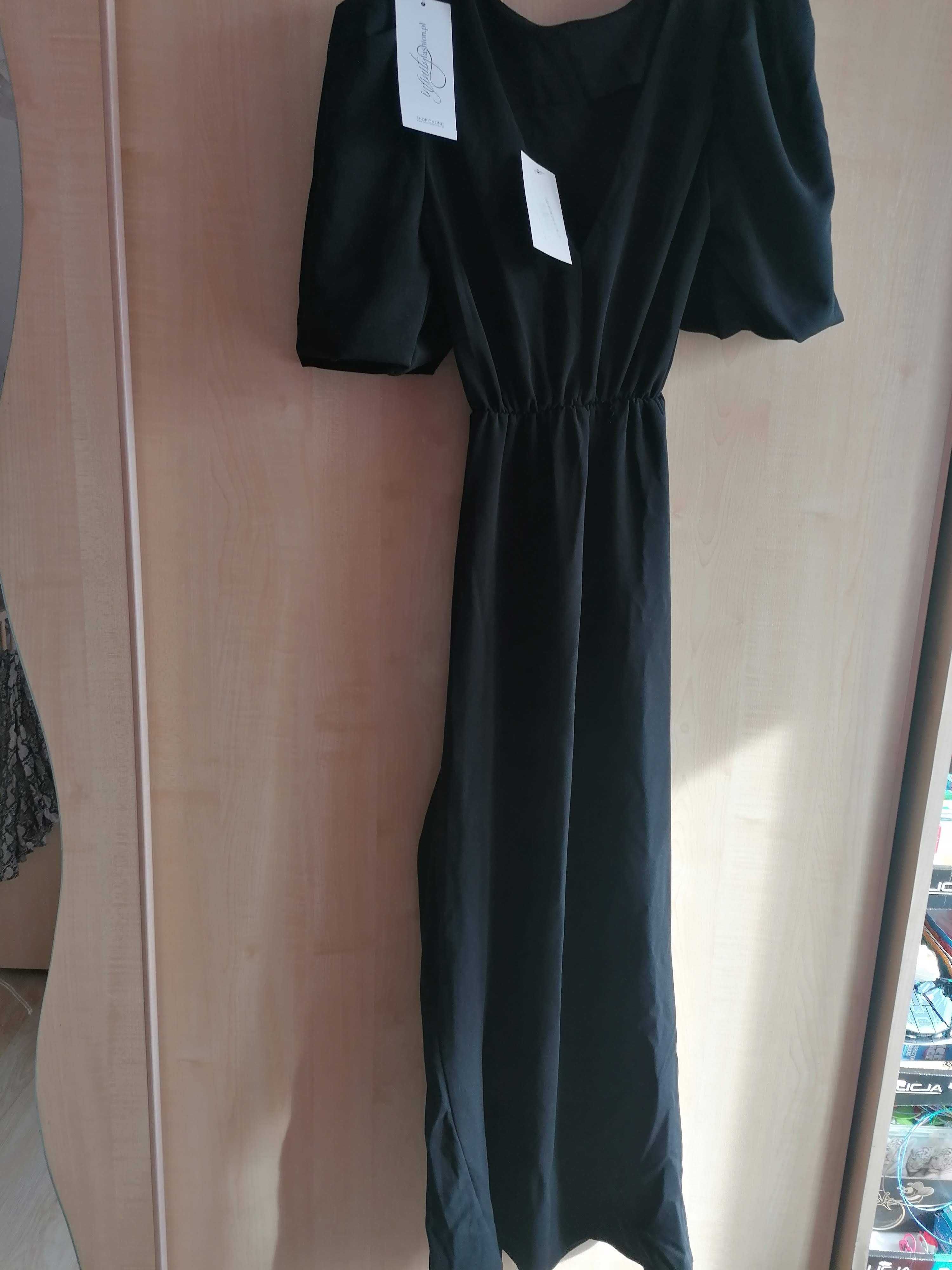 Elegancka dwustronna czarna sukienka rozmiar L