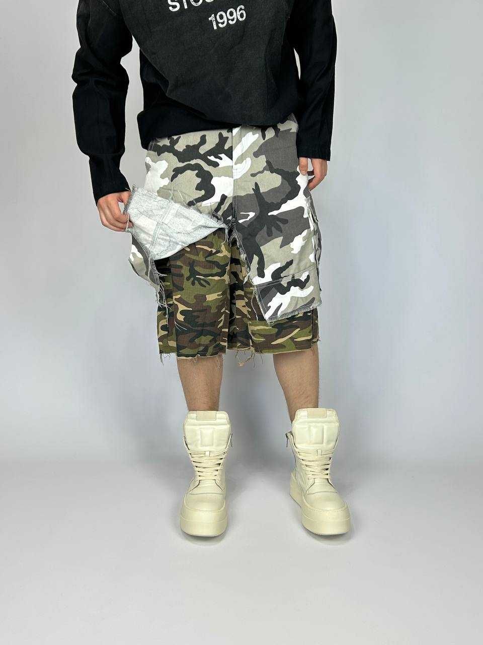 Шорти камуфляжні baggy archive opium cargo карго шорты серые камо