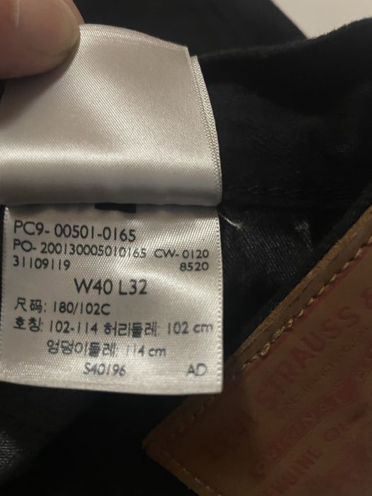LEVIS 501  W40 L32 Пояс 51 Длина 109 см Черный Оригинал 100%